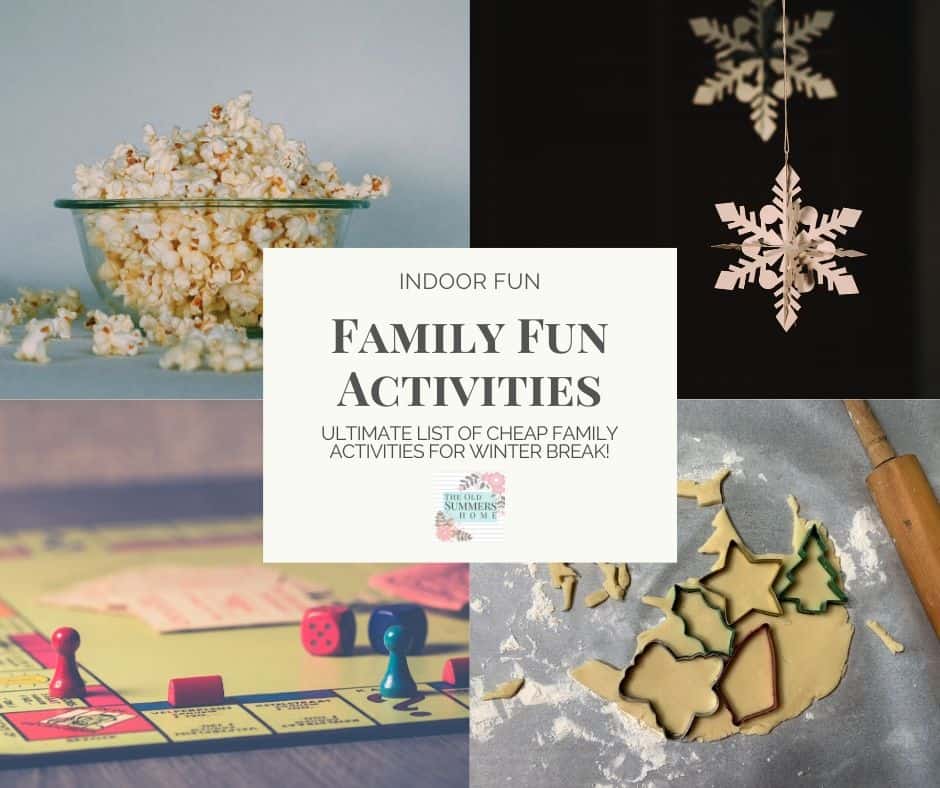 Family Fun Activities you can do in the comfort of your own home! These frugal if not free ideas will keep your family entertained on during the cold days of winter break!