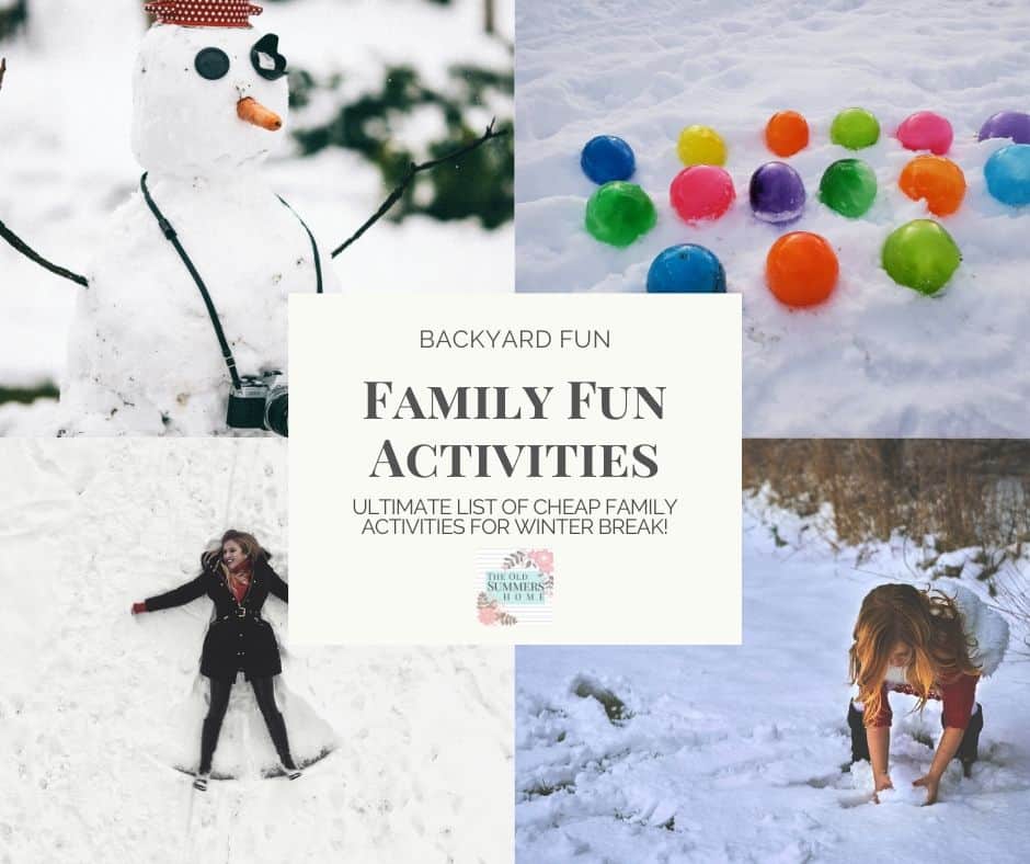 Family Fun Activities you can do in your backyard! These frugal if not free ideas will keep your family active and having fun during winter break!