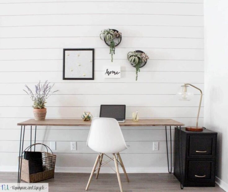 Office Decorating Ideas on a Budget 4 DIY Hairpin Leg Table 8 e1550680463948 The Old Summers Home Make your workspace more enjoyable with these office decorating ideas on a budget. You'll be more productive with a pleasant work atmosphere!