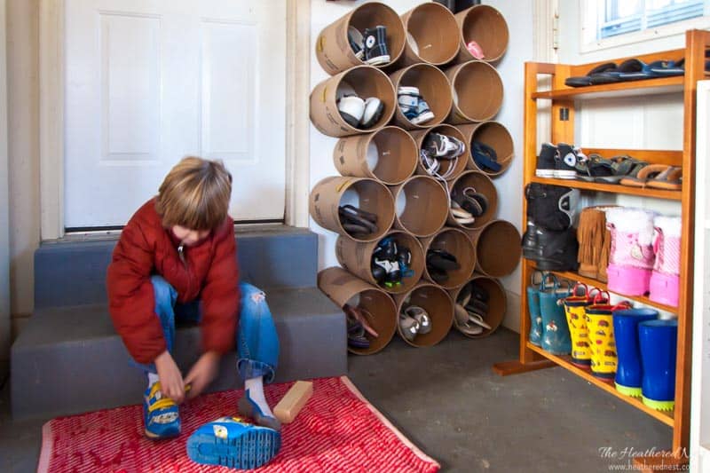 Clever Shoe Organization Ideas 7 Easy DIY shoe cubby heatherednest.com 9 The Old Summers Home Get organized with this list of suggestions, products and DIY projects to help you organize shoes all over your house.