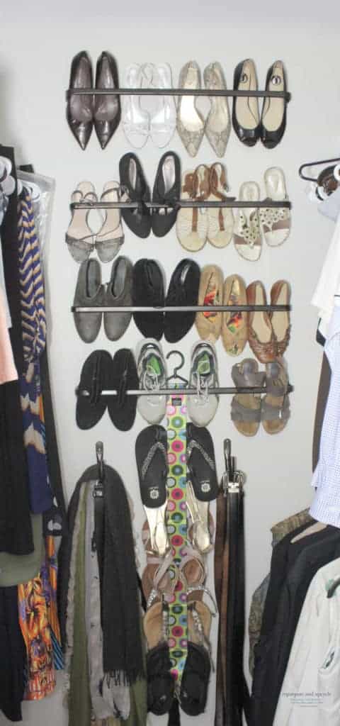 Clever Shoe Organization Ideas 1 Small Closet Organization Ideas with Curtain Rods 3 1 480x1024 1 The Old Summers Home Get organized with this list of suggestions, products and DIY projects to help you organize shoes all over your house.