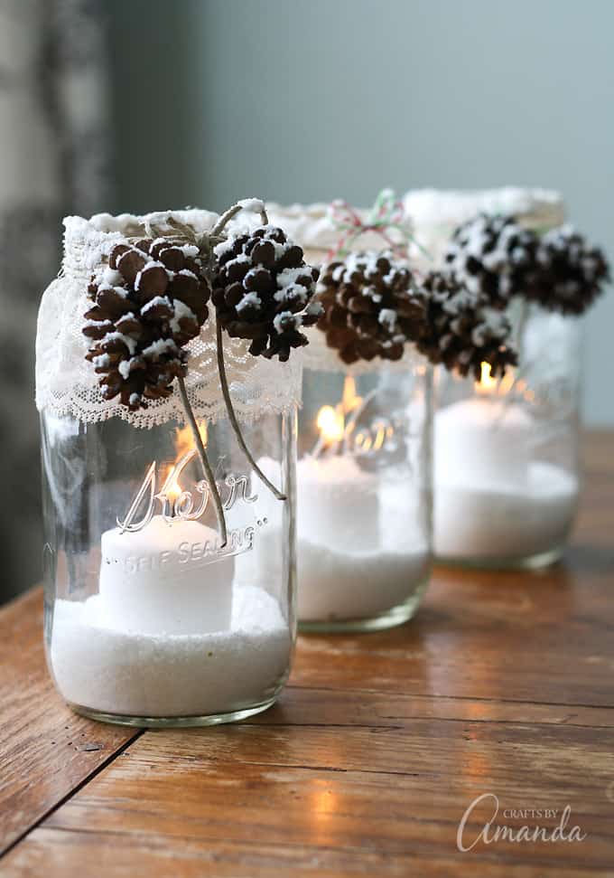 15 DIY Minimalist Christmas Decor on a Budget Ideas 13 snowy pinecone candle jars V7a The Old Summers Home This holiday season, bring hygge into your home with a look that is calm, inviting and understated, and do it without spending a ton of money. From the fresh