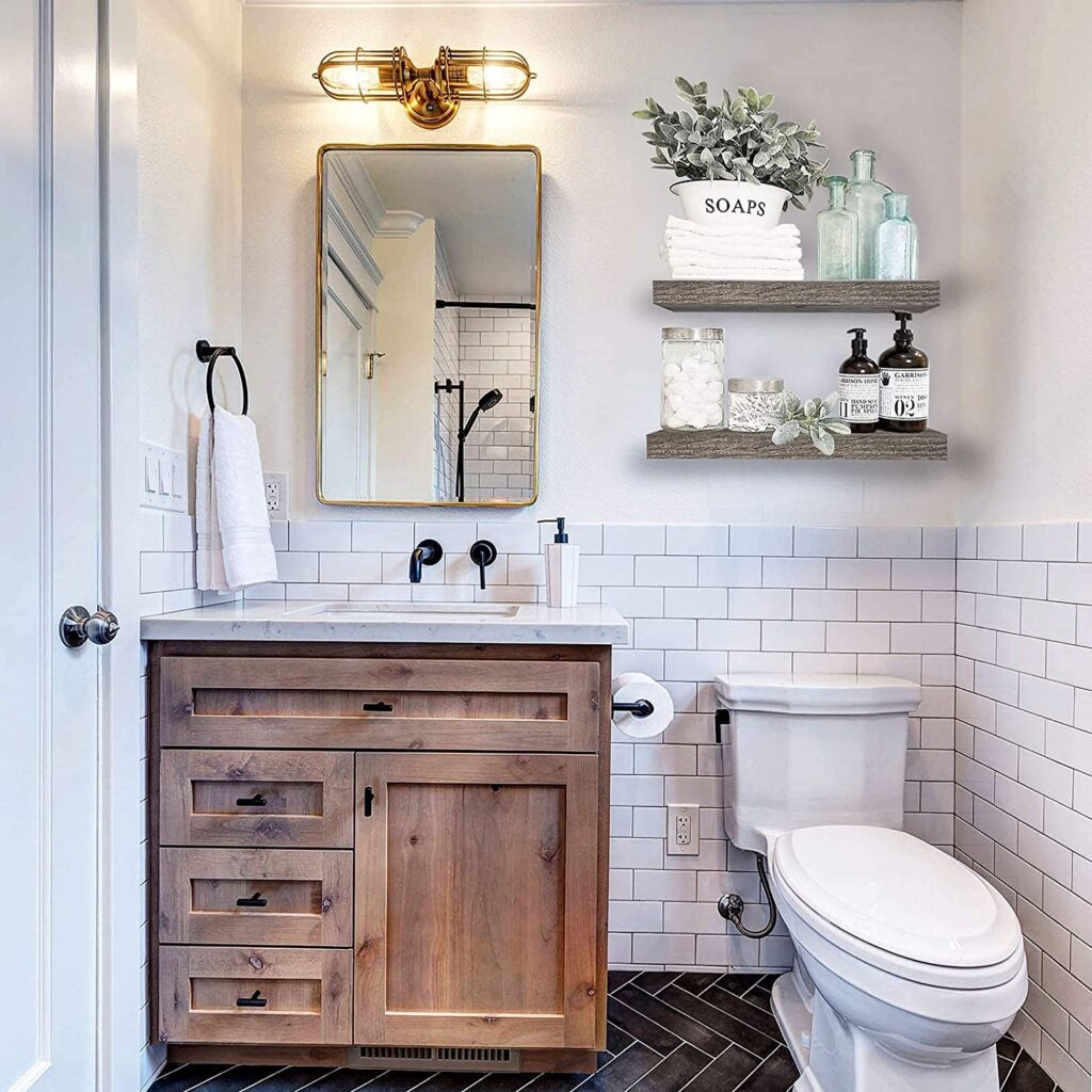 15 Bathroom Over the Toilet Storage Ideas for Extra Space 8 81sv 8ZrwaS. AC SL1500 The Old Summers Home When it comes to the bathroom, it seems there is never enough storage. With makeup, toiletries, towels, cleaning supplies, medicine, and more, the bathroom