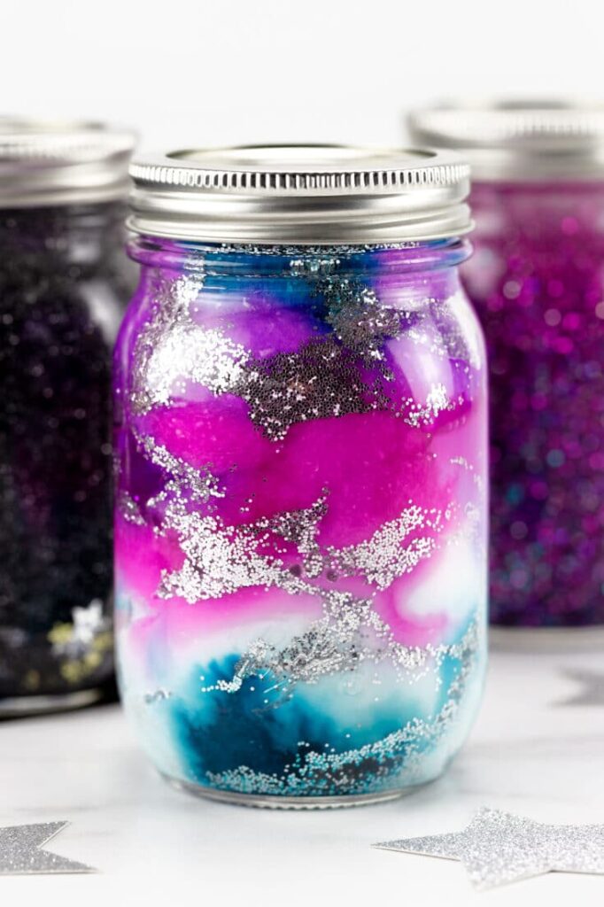 15 Stellar Space Themed Bedroom Ideas 79 Galaxy Glitter Jars 735x1103 1 The Old Summers Home Home decor, DIY projects, gardening, and all things to make your home a happier place to live - all year long!