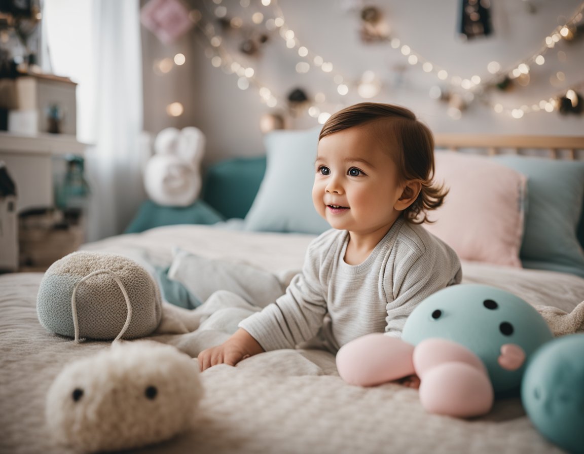 toddler girl playing in bedroom